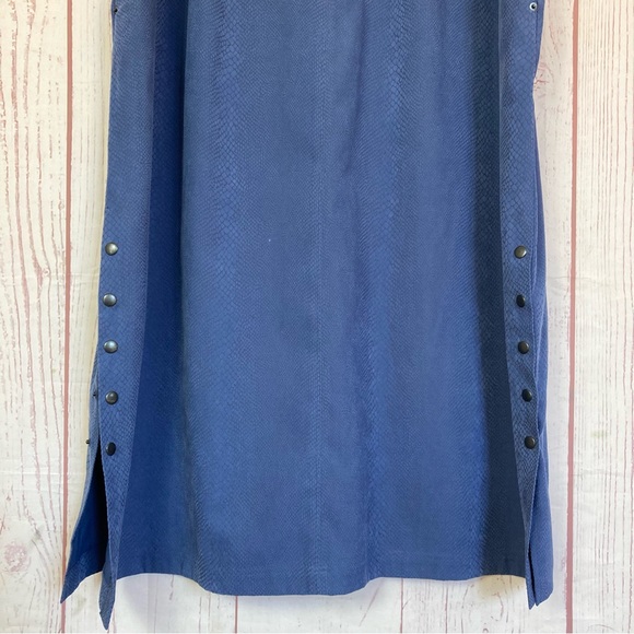 Vintage Liz & Me Maxi Dress Plus Size 3X Blue Moleskin Snake Texture 3/4 Sleeve - Picture 3 of 14